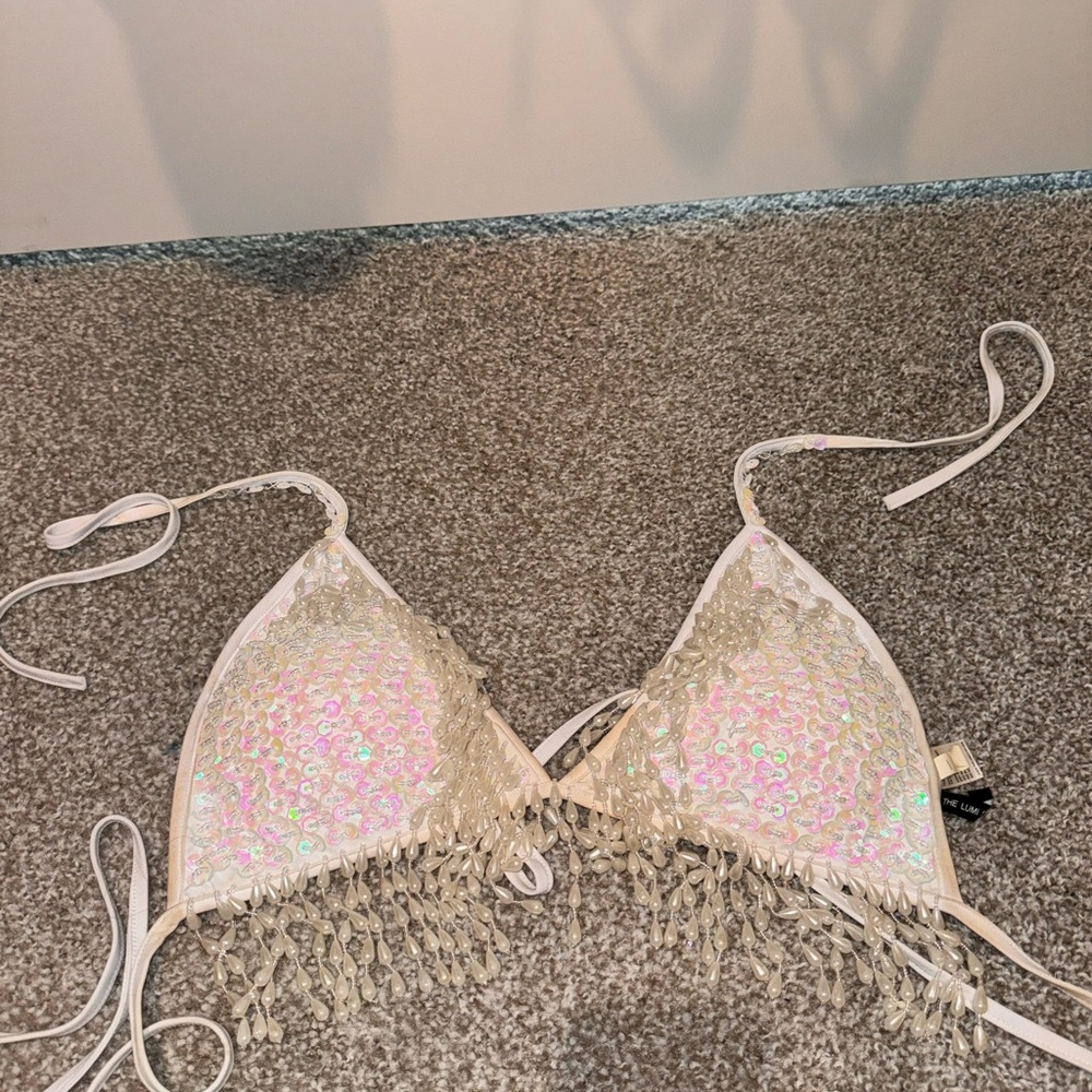 Lumi Shop Sequin Fringe Bikini Top